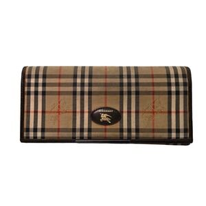 Burberry Checkbook Wallet Brown Plaid Clutch Continental‎ Bifold Purse